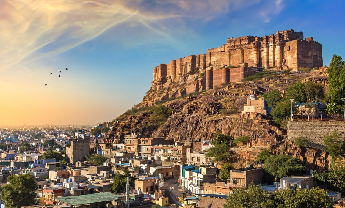 Mehrangarh Fort overlooking town in Rajasthan state