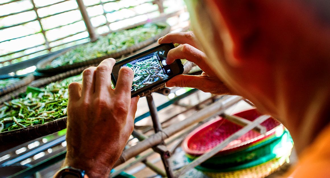 Man taking picture of local produce