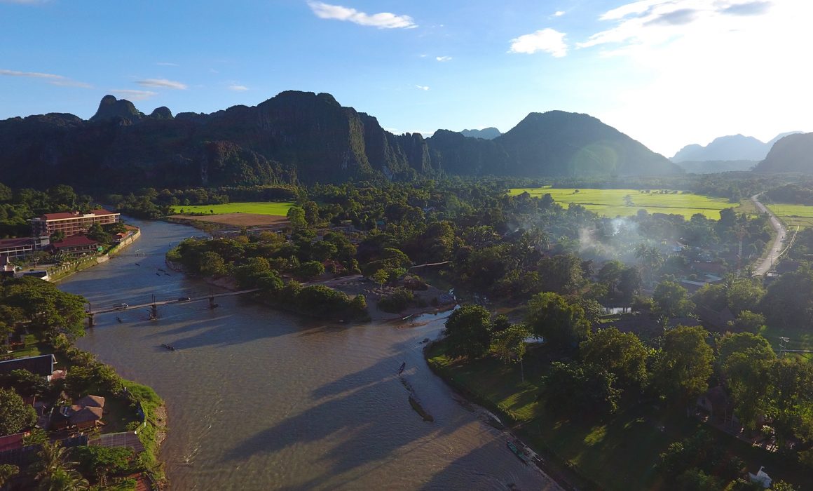 Mekong River and mountain scenery of Laos