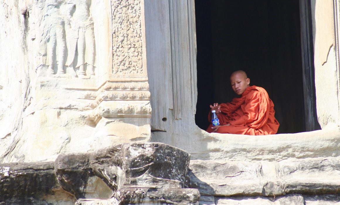 Religion in Cambodian - A monk at Angkor Wat