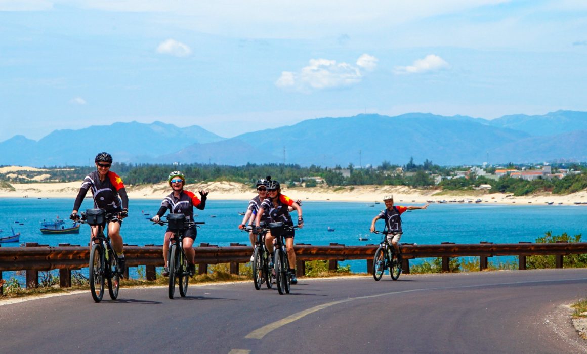 Happy Bike touring group on Vietnam Coast